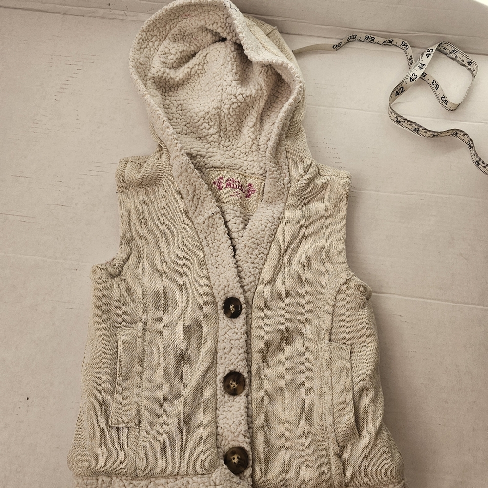 Little Girls White Mudd Hooded Sweater Vest Size 5